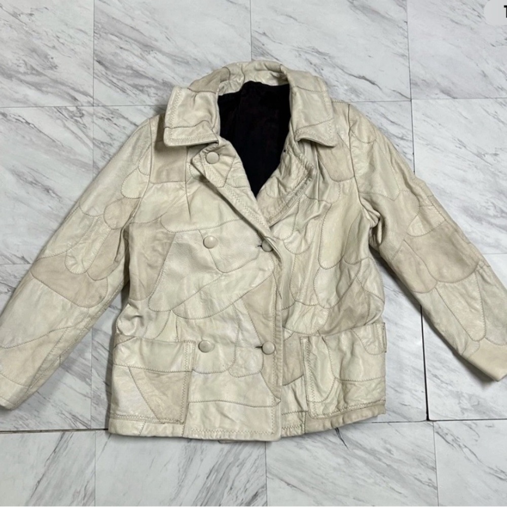 1970s Wilson’s Leather Cream Patchwork jacket - image 1